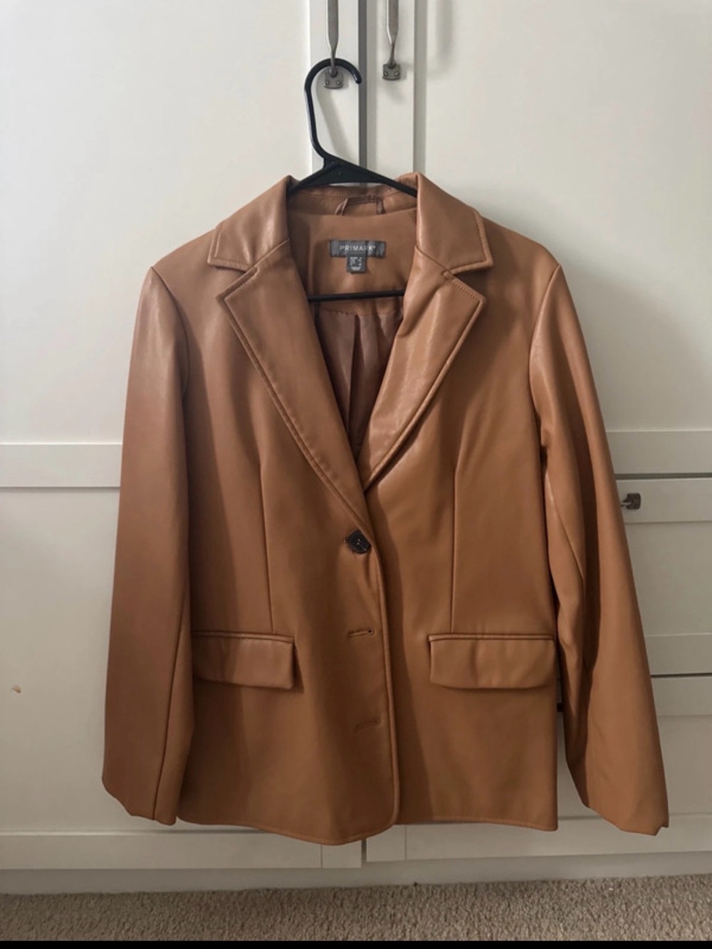 Primark Women's Tan Vegan Leather Blazer Jacket